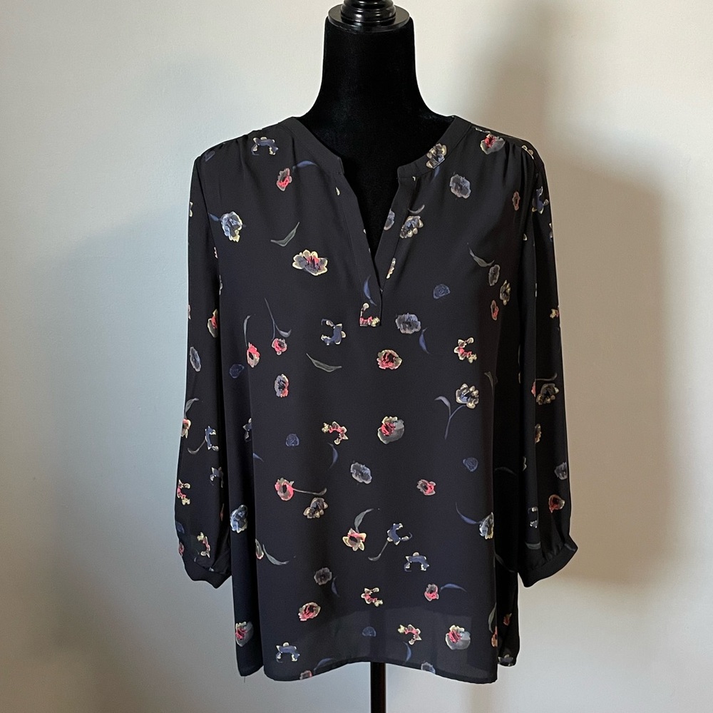 DAHLIA Watercolor Floral Tunic Blouse